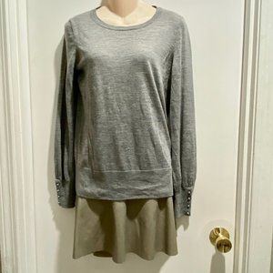 (3) Talbots Grey Minimalist Basic Office Fine Merino Wool Scoop Long Sleeve S…